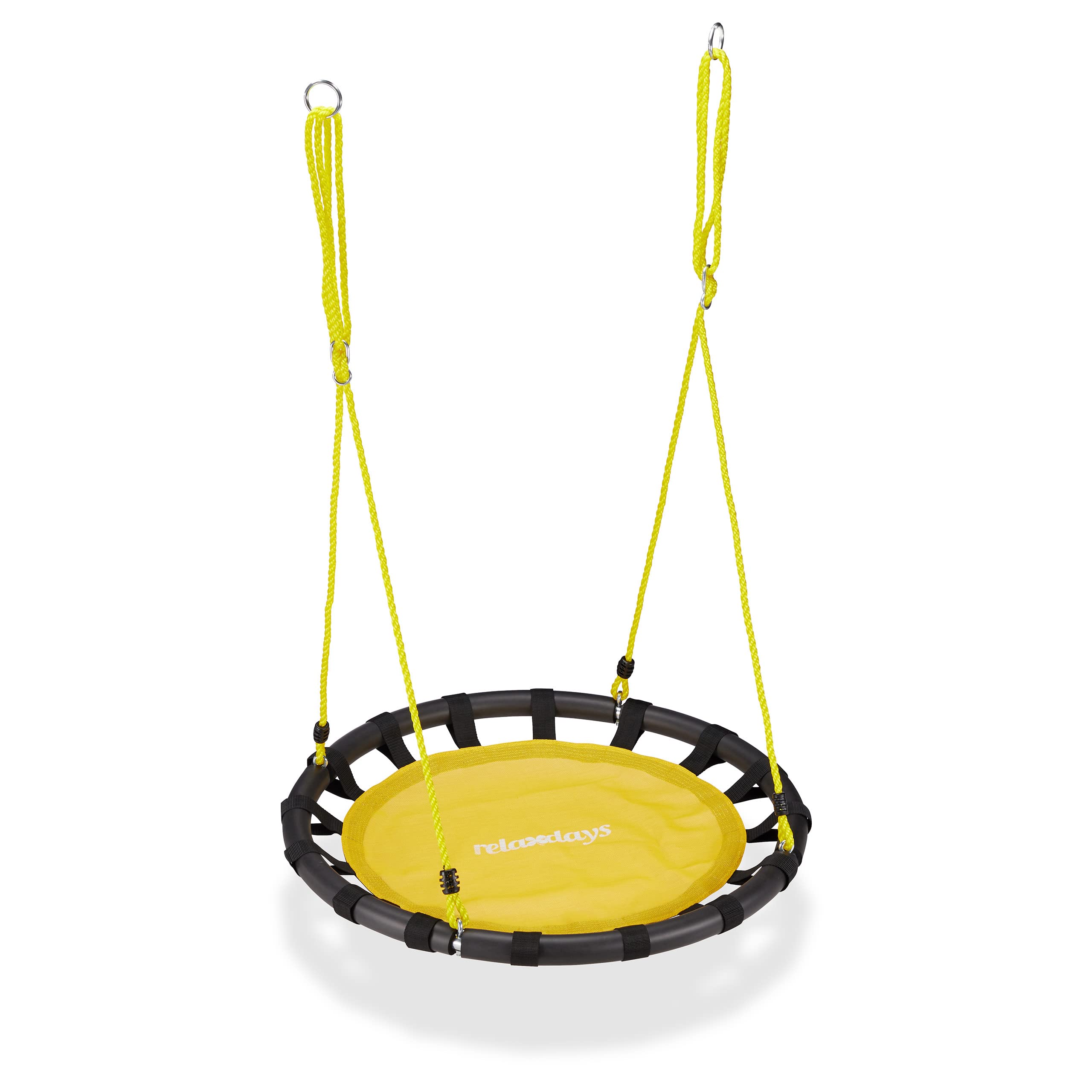 relaxdays Columpio Jardín Nido de Altura Ajustable para Niños y Adultos, hasta 100 kg, Amarillo, ø 80 cm