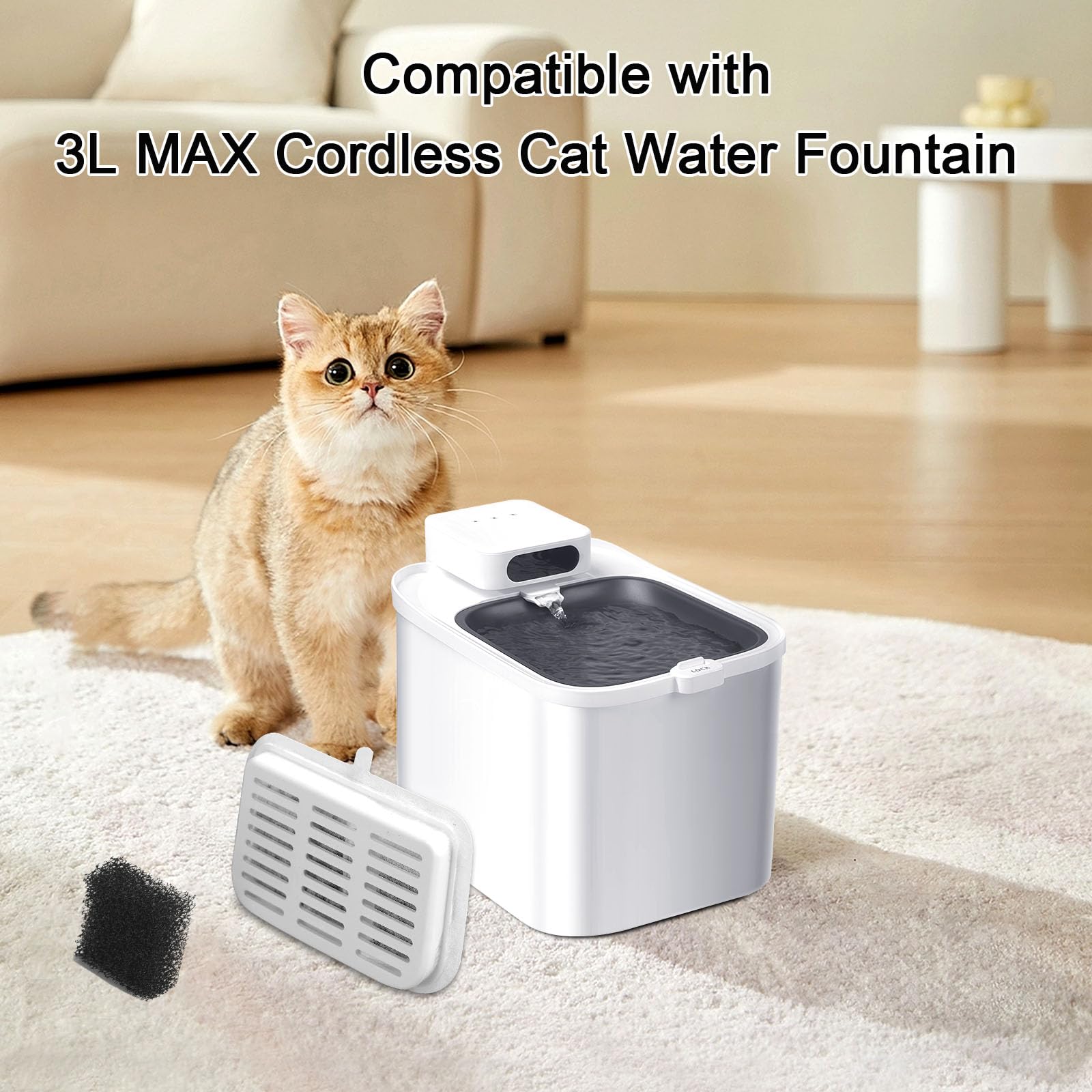 Filtri per Fontana per Gatti, 24 Filtri di Ricambio per Fontana per Gatti 3L Everweet Max Senza Fili, Filtraggio Multistrato con Resina a Scambio Ionico al Carbone Attivo (12 filtri+12 schiuma)