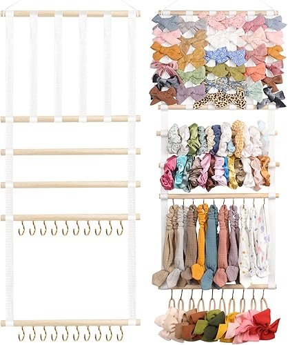 POVETIRE Soporte para diadema organizador de lazos para el cabello para niñas, diademas de bebé, accesorios para el cabello, organizador de