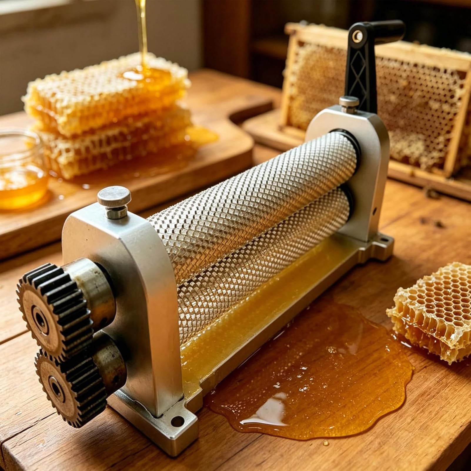 NzEupno Manual Beeswax Comb Foundation Machine, Roller Press for Uniform Thickness, Essential Apiary Equipment for Beekeeping and Honey Production 4.9mm