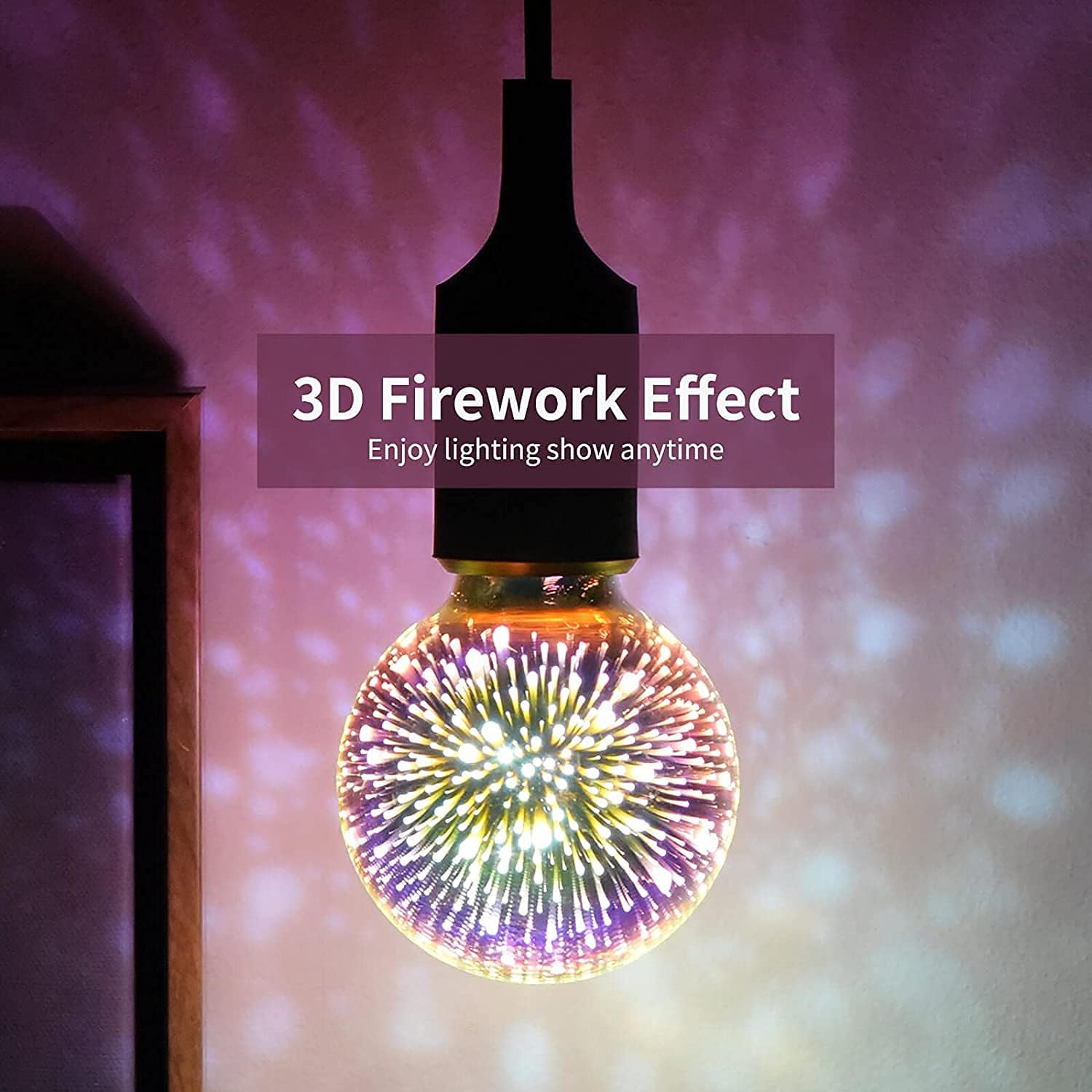 3D Firework Bulb Starry Light Bulb E27 AC 85-220V 4W Retro Edison Bulb Warm White Light for Holiday Christmas Decoration Bar Glass LED Lamp (2, G80)