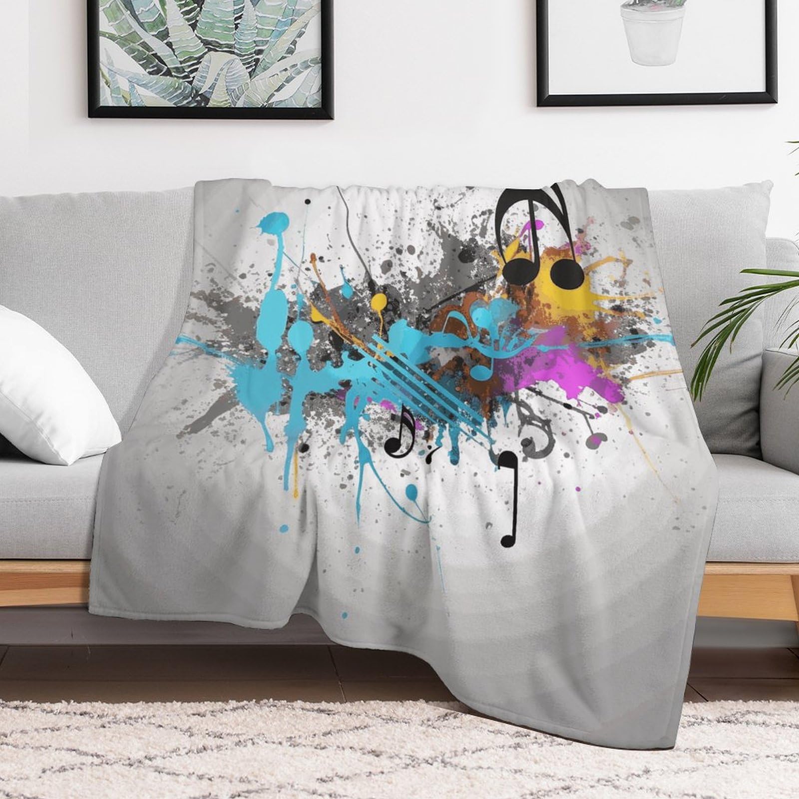 Couverture en micro polaire 152x203 cm ultra douce musicale avec spray