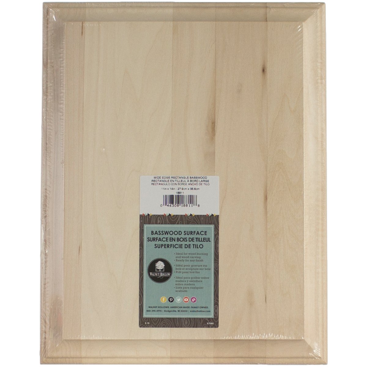 Walnut Hollow11" x 14" Wide Edge Basswood Rectangle (452531)