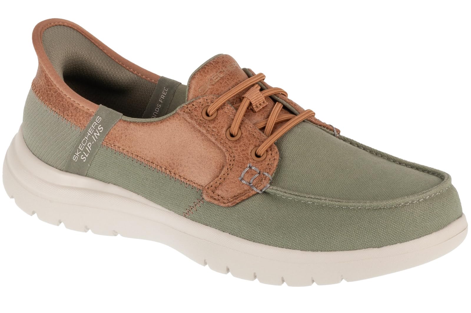 Skechers Women's On-The-Go Flex Palmilla Slip-in Trainers, Olive Textile, 4.5 UK