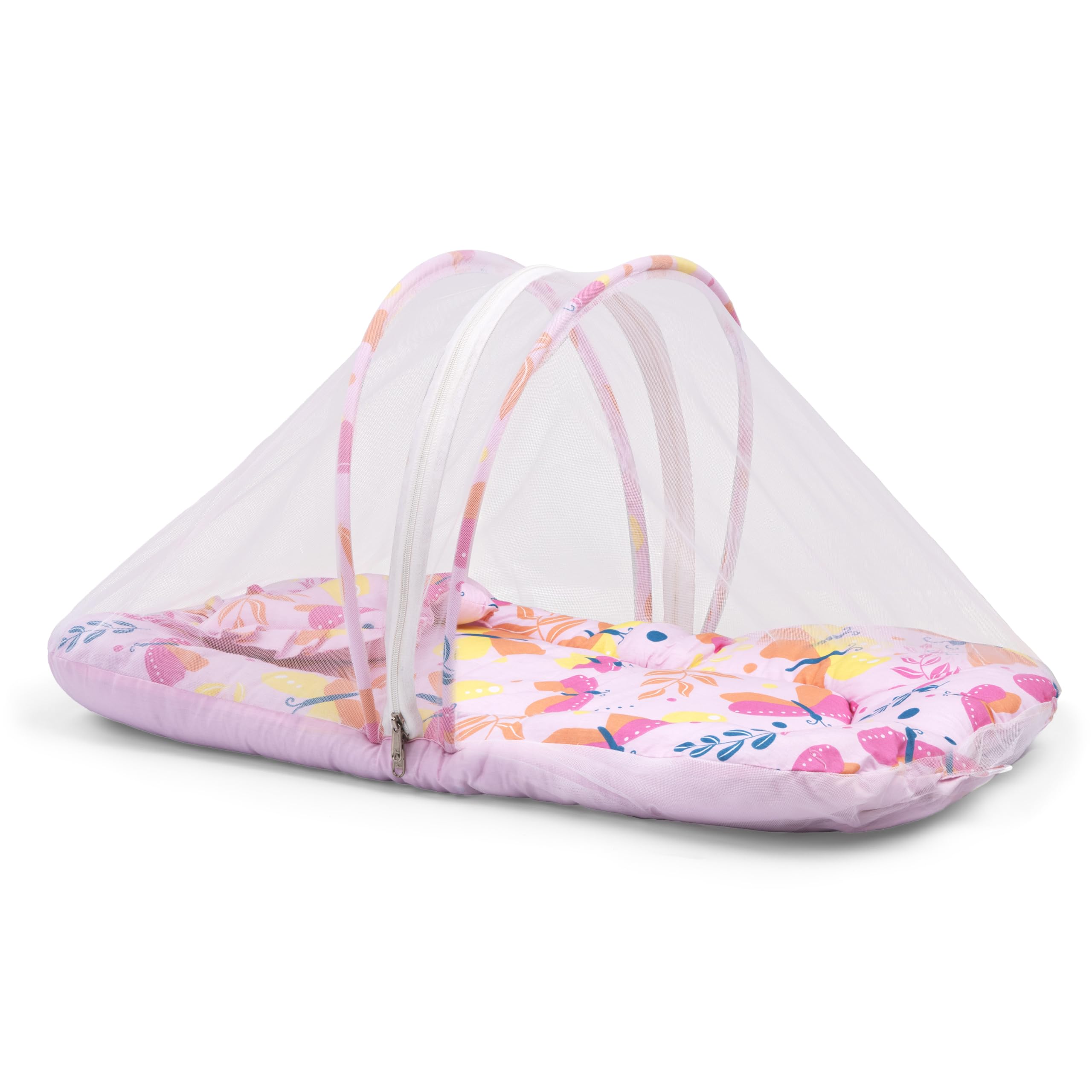 LuvLap Baby Bed with Thick Mattress, Mosquito Net with Zip Closure & Neck Pillow, Baby Bedding for New Born, 0M+, Baby Sleeping Bed, Size: 78x45x40cm / 31"x18"x16", Pink Butterfly Print (B0CP14BBMS) Amazon Price History, Amazon Price Tracker