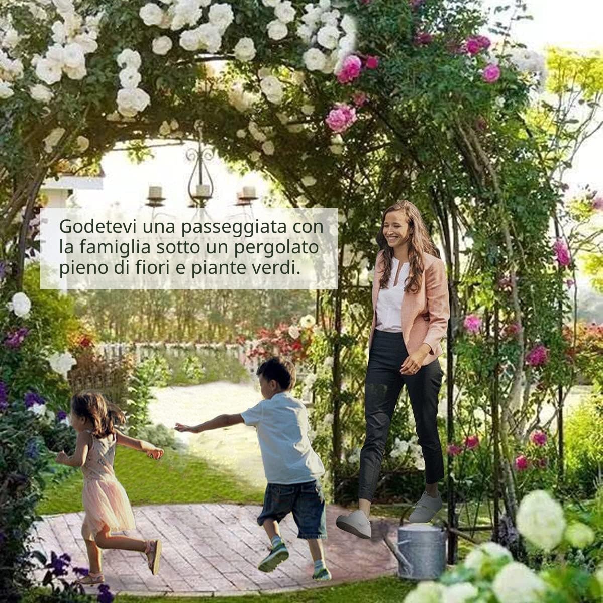 Xverycan Arco da Giardino per Rose Rampicanti Metallo, 188x230cm Arco Sostegno Supporto per Piante Rampicanti in Ferro Graticcio, Garden Pergola Per Decorazioni Nozze Esterni e Interni (Nero)