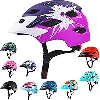 Vista 16 de Casco de bicicleta para niños y niñas, con luz LED, visera desmontable, para niños, jóvenes, adolescentes, multideporte, para patinaje, ciclismo