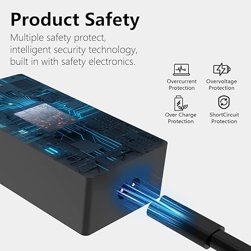 Miniatura 5 de Cargador Surface Pro de 65 W para Microsoft Surface Pro 9, 8, 7, 6, 5, 4, 3, Surface Pro X 1796 1769 1800 Cable de alimentación para portátil