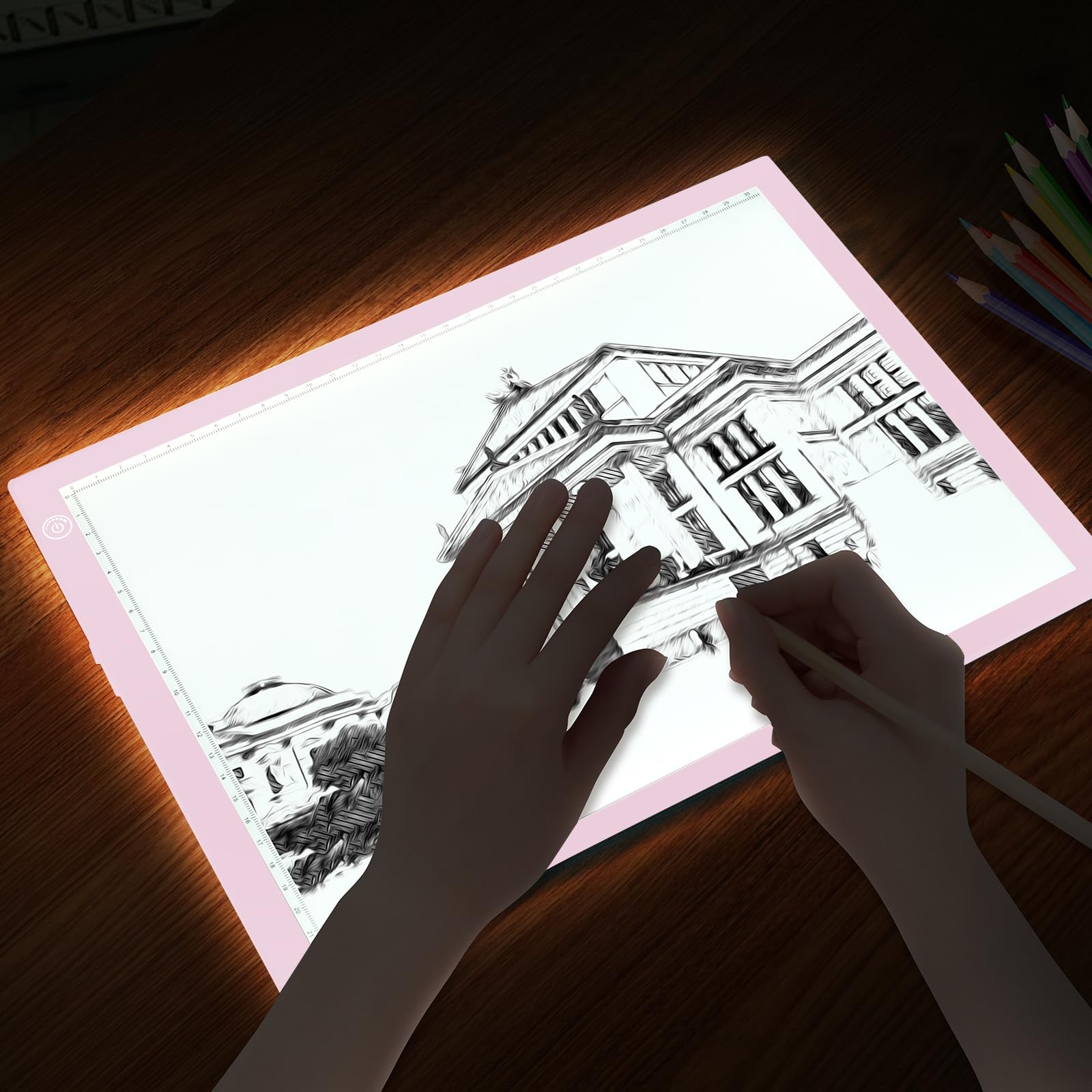 KIVOTAC Bloc lumineux rechargeable A4, boîte lumineuse LED portable ultra fine à intensité variable alimentée par piles pour le désherbage du vinyle, les croquis, le dessin, le traçage et l'art