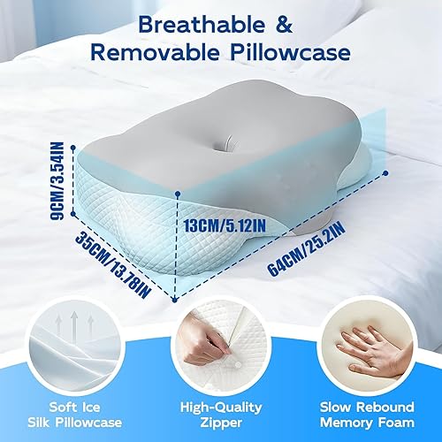 Miniatura 5 de Cervical Pillow For Side Sleeper  Memory Foam Sleep Supplies  Breathable Orthopedic Pillow - For Travelers Drivers Office Seniors Students Home