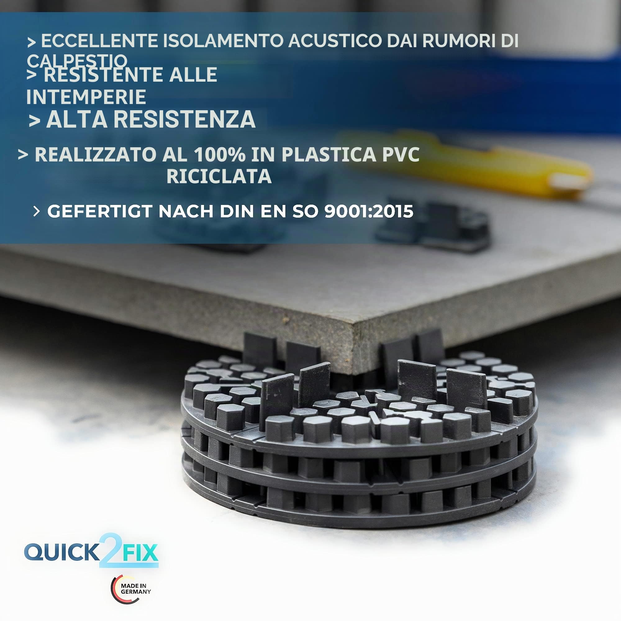50 cuscinetti in gomma – Larghezza fughe 2 mm x altezza 10 mm – Cuscinetto a palo per pannelli terrazzi. Larghezza fughe 2 mm x altezza 10 mm. (2 x 10 mm (larghezza x altezza)