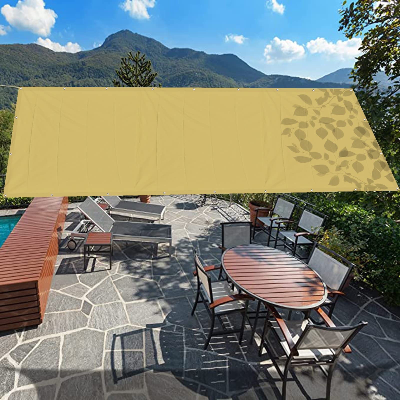 Toldo vela rectangular de 4x4m impermeable en color crema con protección UV