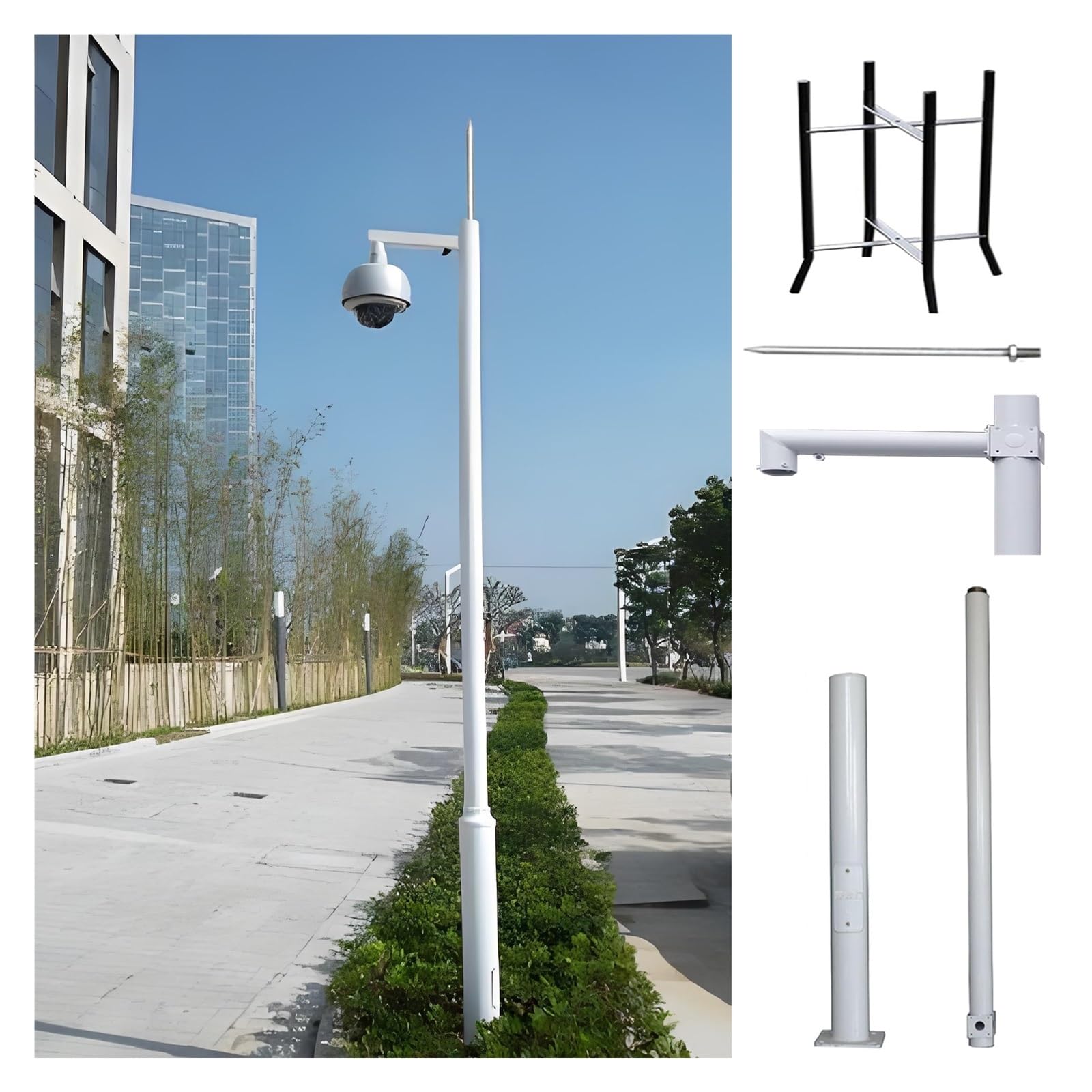 Poteau caméra de surveillance extérieur 300cm mât sécurité entrepôt