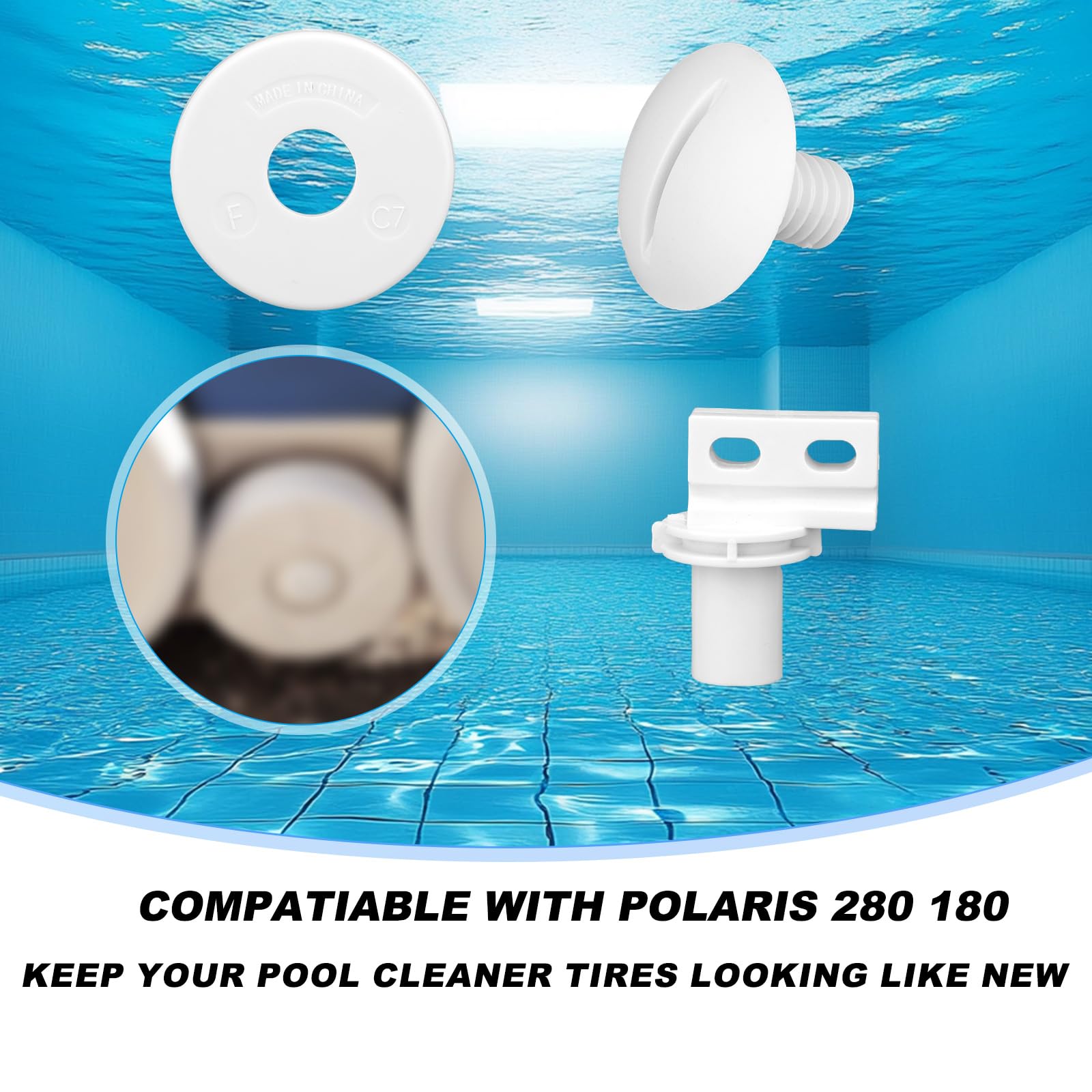 lasuroa 6uds Piezas Reconstrucción Limpiafondos, Repuestos para Limpiafondos Compatible con Polaris 280 y 180 Incluye 2 Eje Trasero C65 2 Tornillo C55 y Arandelas C64 (Blanco)