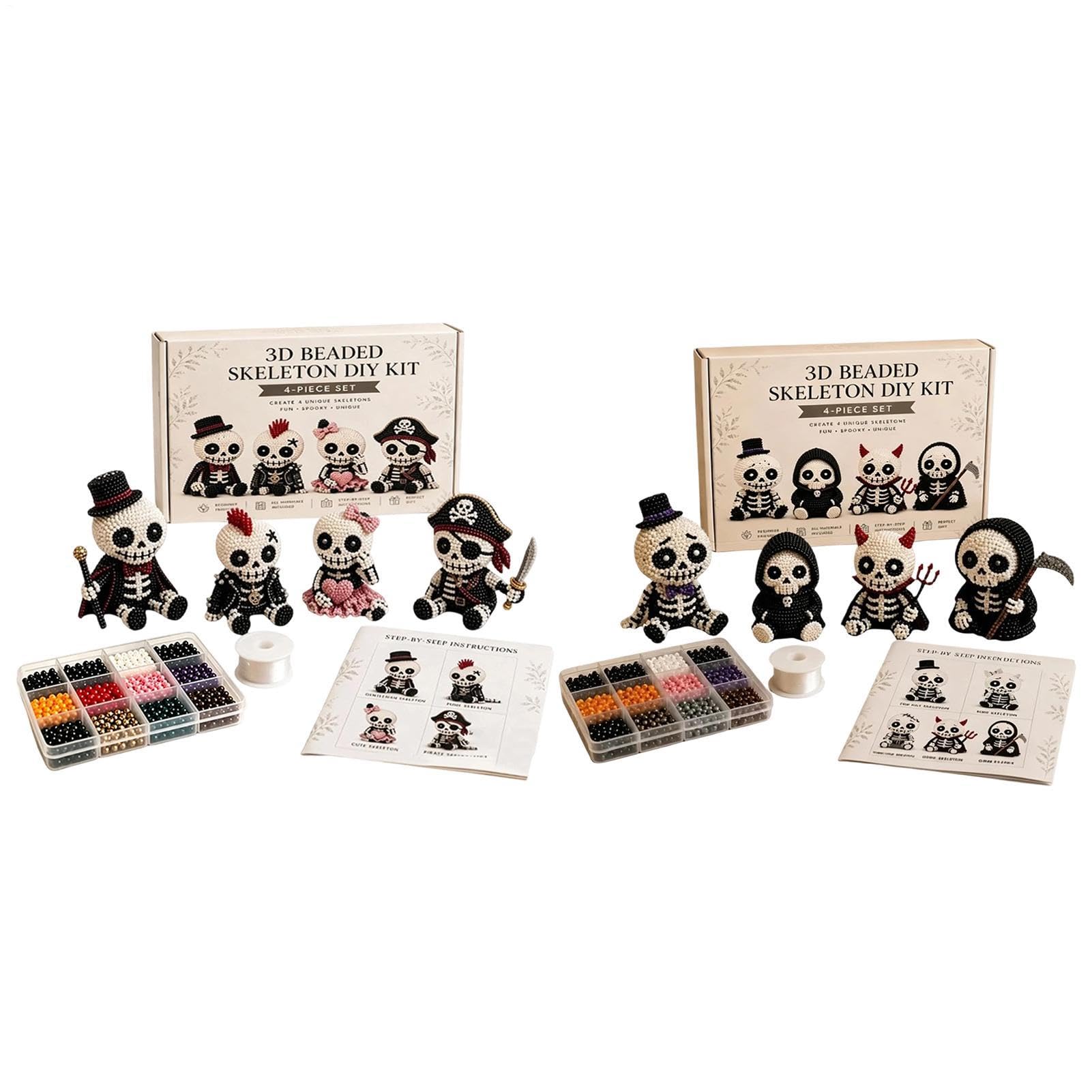 Kits bordado cuenta esqueleto 3D y abalorios para joyería artesanal 8