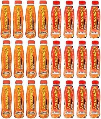 Energy Drink Bottles – Sparkling Glucose Energy Boost Flavoured Drinks – Classic Carbonated Refreshing Drink for Sports, Work, Study & Hydration (Lucozade Energy Orange & Orignal Mix 380ml x 24Pack)