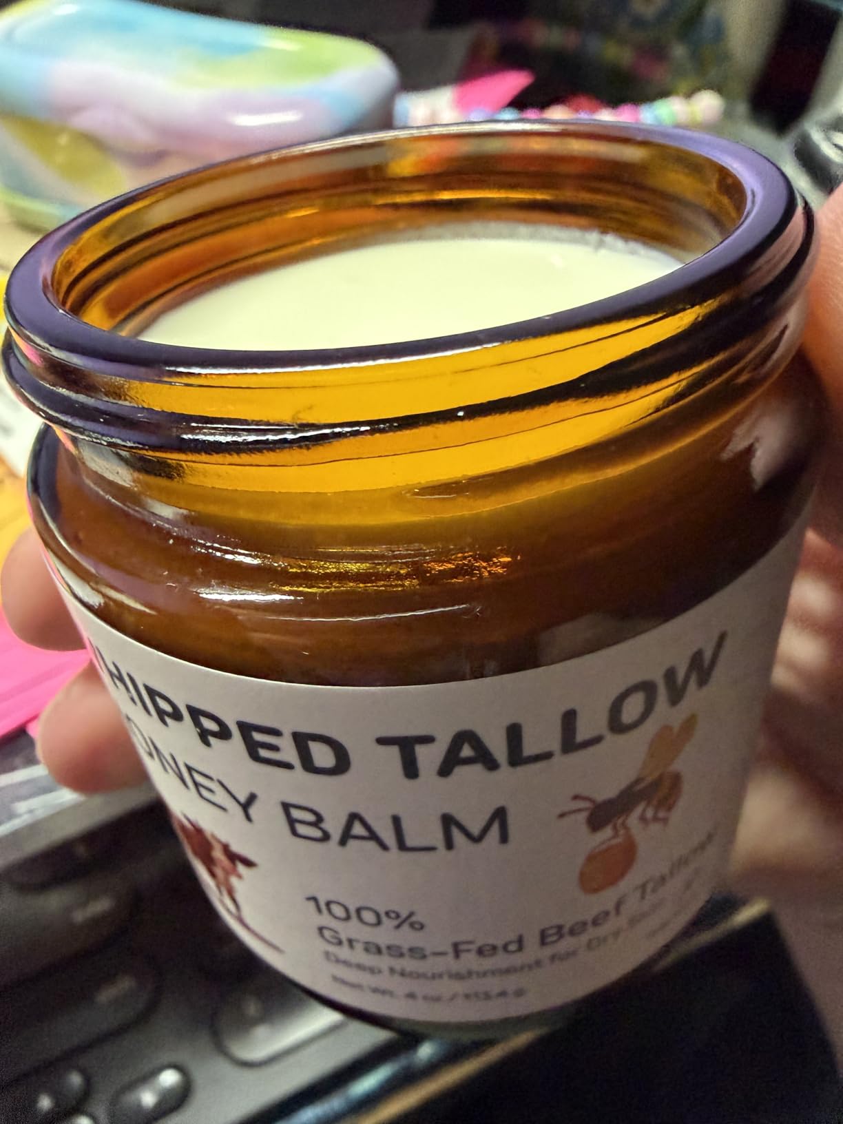 Starwise Beef Tallow for Skin, 100% Grass-Fed Whipped Beef Tallow and Honey Balm, Moisturizer for Face & Body, Natural Formula with Organic Jojoba Oil, Shea Butter for Dry, Sensitive Skin, 4 Oz