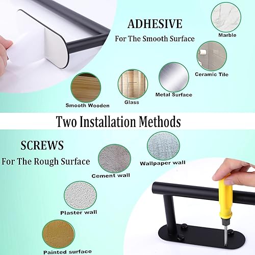 Miniatura 4 de Toallero de papel para debajo del gabinete, soporte para toallas de papel montado en la pared negro mate con efecto de amortiguación debajo de la