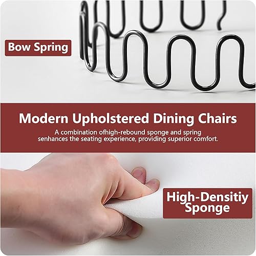 Miniatura 123 de Juego de 4 sillas de comedor de terciopelo beige, sillas de comedor tapizadas con adorno de tirador de anillo trasero y patas de madera maciza,