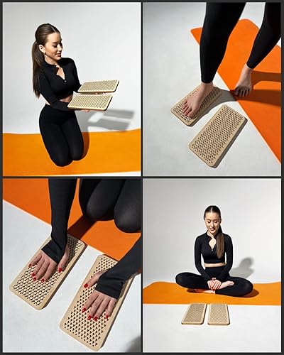 Miniatura 7 de Tabla de yoga de madera para acupresión y meditación con clavos para masaje de tejido profundo, tabla Sadhu para práctica de yoga, masaje de