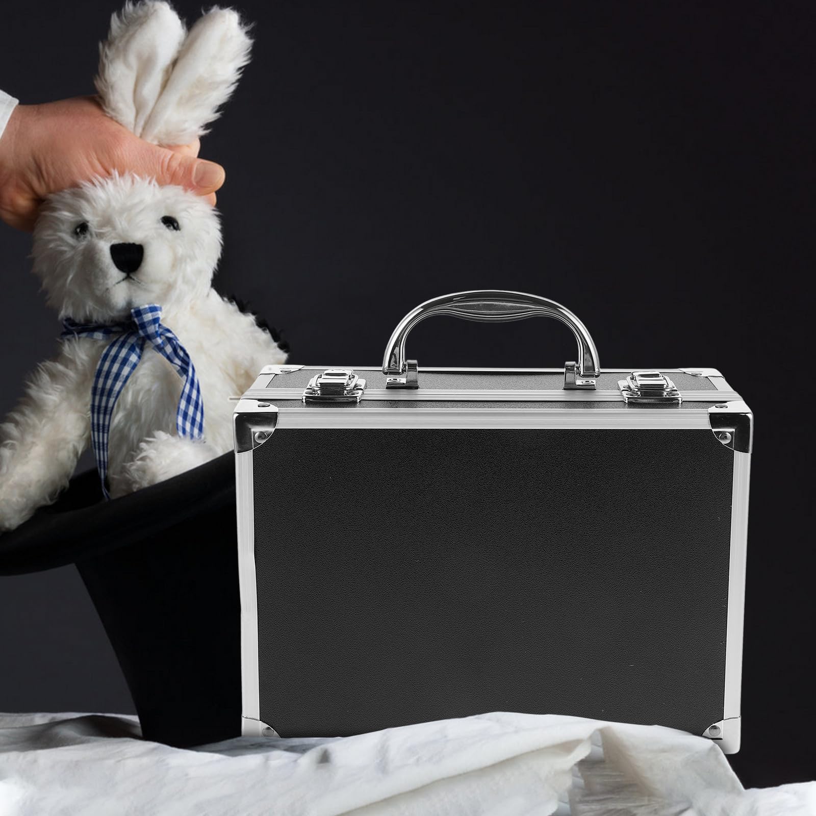 Toddmomy Caja de Herramientas Grande Negra, Organizador Portátil de Plástico Resistente Intemperie Asa Ergonómica para Almacenamiento y Transporte de Accesorios de Mago y Herramientas
