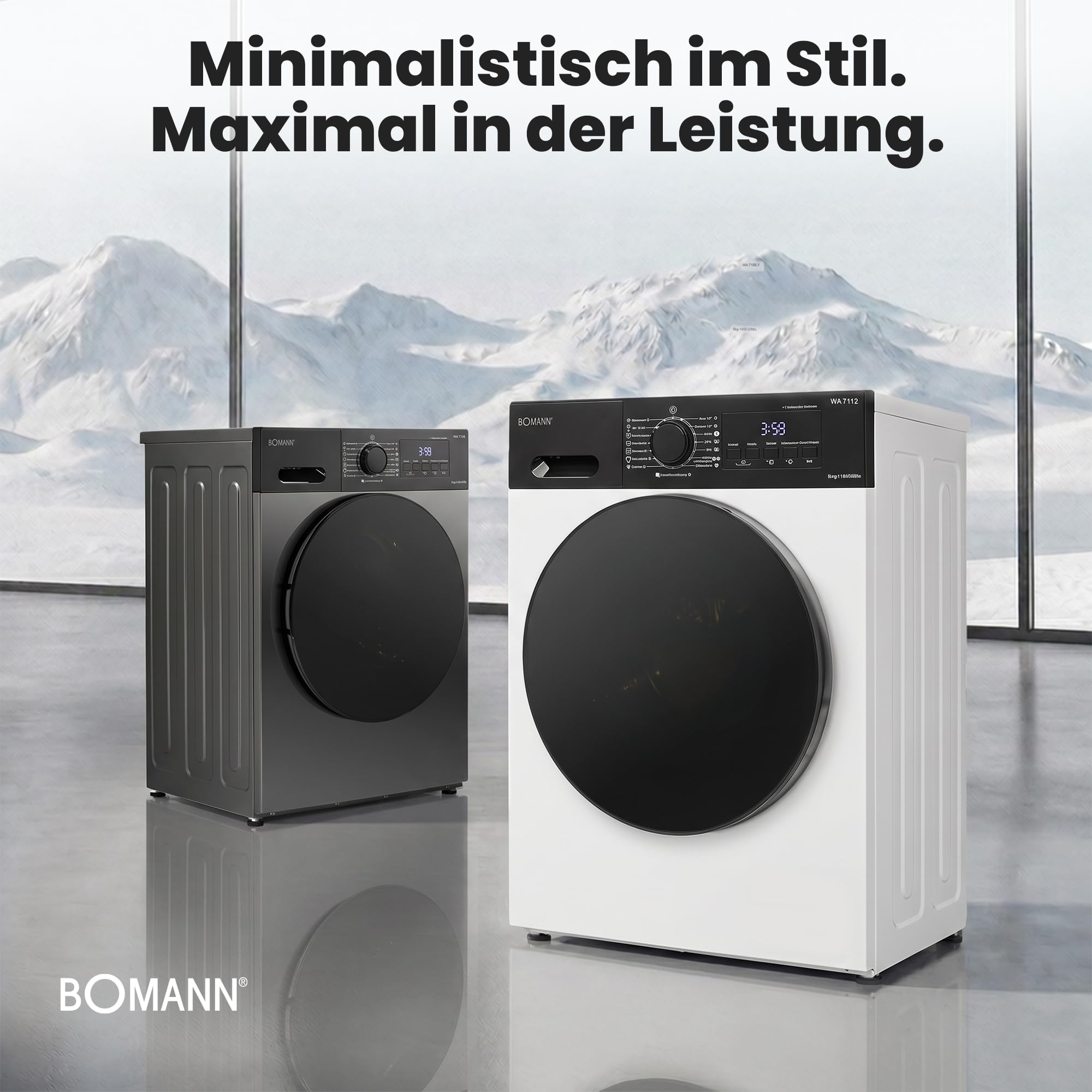 Bomann® Waschmaschine 10kg | 5 Jahre Motor-Garantie | Invertermotor - effizient, leise & langlebig | inkl. Aqua-Stop | max. 1400 U/min | 15 Programme | LED-Display | Washing Machine | WA 7112 weiß