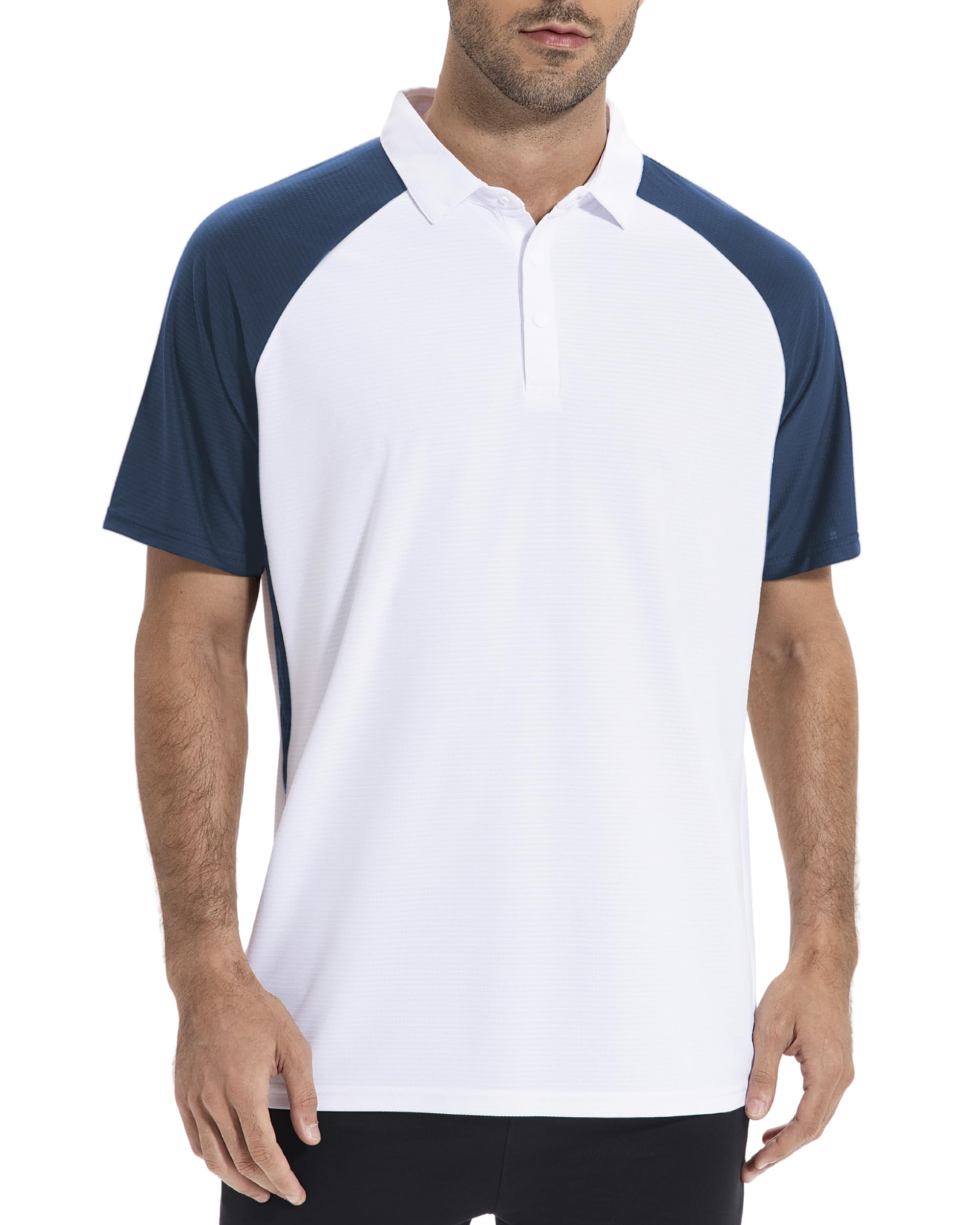 AMZSPORT Polo Manga Corta para Hombre Secado Rápido Transpirable Tenis Verano para Hombre Golf Camisa Deportiva Casual