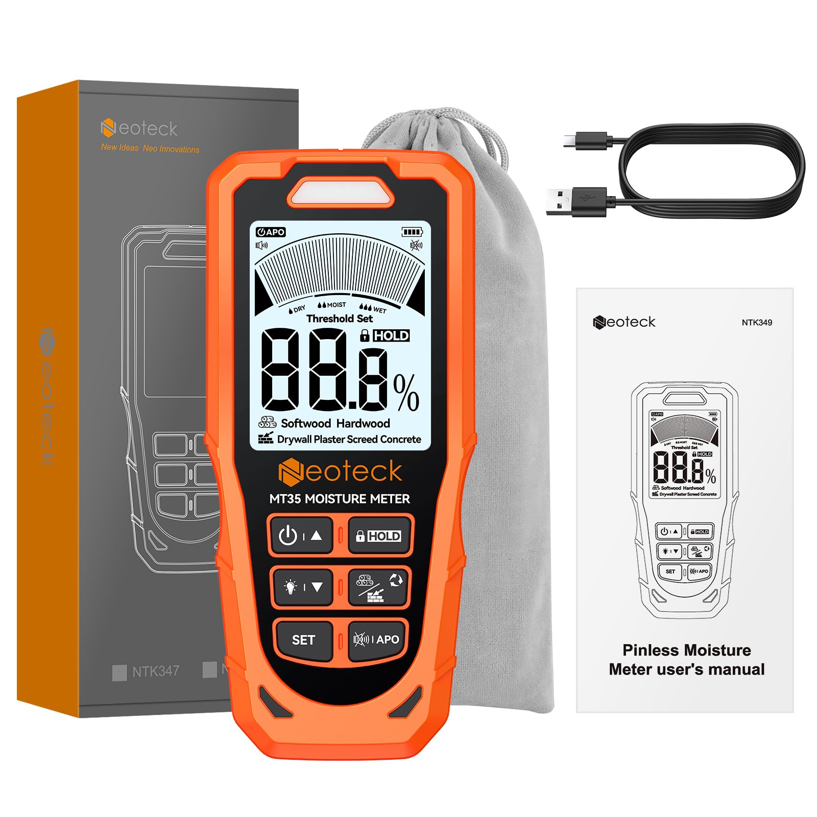 Neoteck 6-in-1 Moisture Meter - Wood, Drywall, Concrete -8 Neoteck 6-in-1 Moisture Meter - Wood, Drywall, Concrete -8