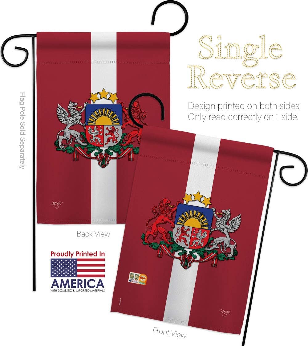 Latvia Garden Flag Set Wall Holder Regional Nationality Nation International World Country Particular Area Small Decorative Gift Yard House Banner Made In USA 13 X 18.5