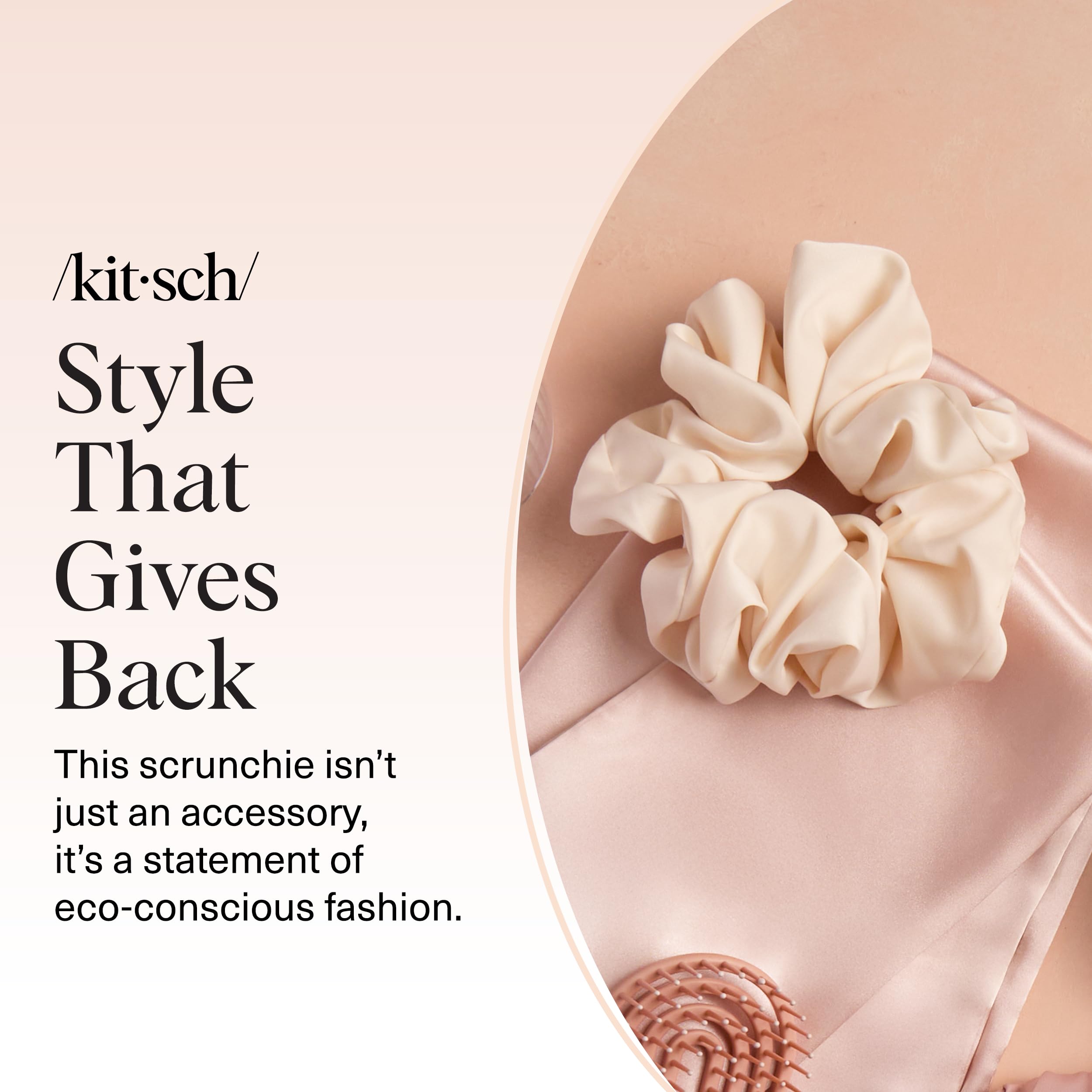 Kitsch Satin Scrunchies for Women - No Crease, Frizz Control | Softer Than Silk Scrunchies Gentle On Hair Scrunchies for All Hair Types | Stylish Hair Accessories College Essentials - , 5pcs: Camel & Cream