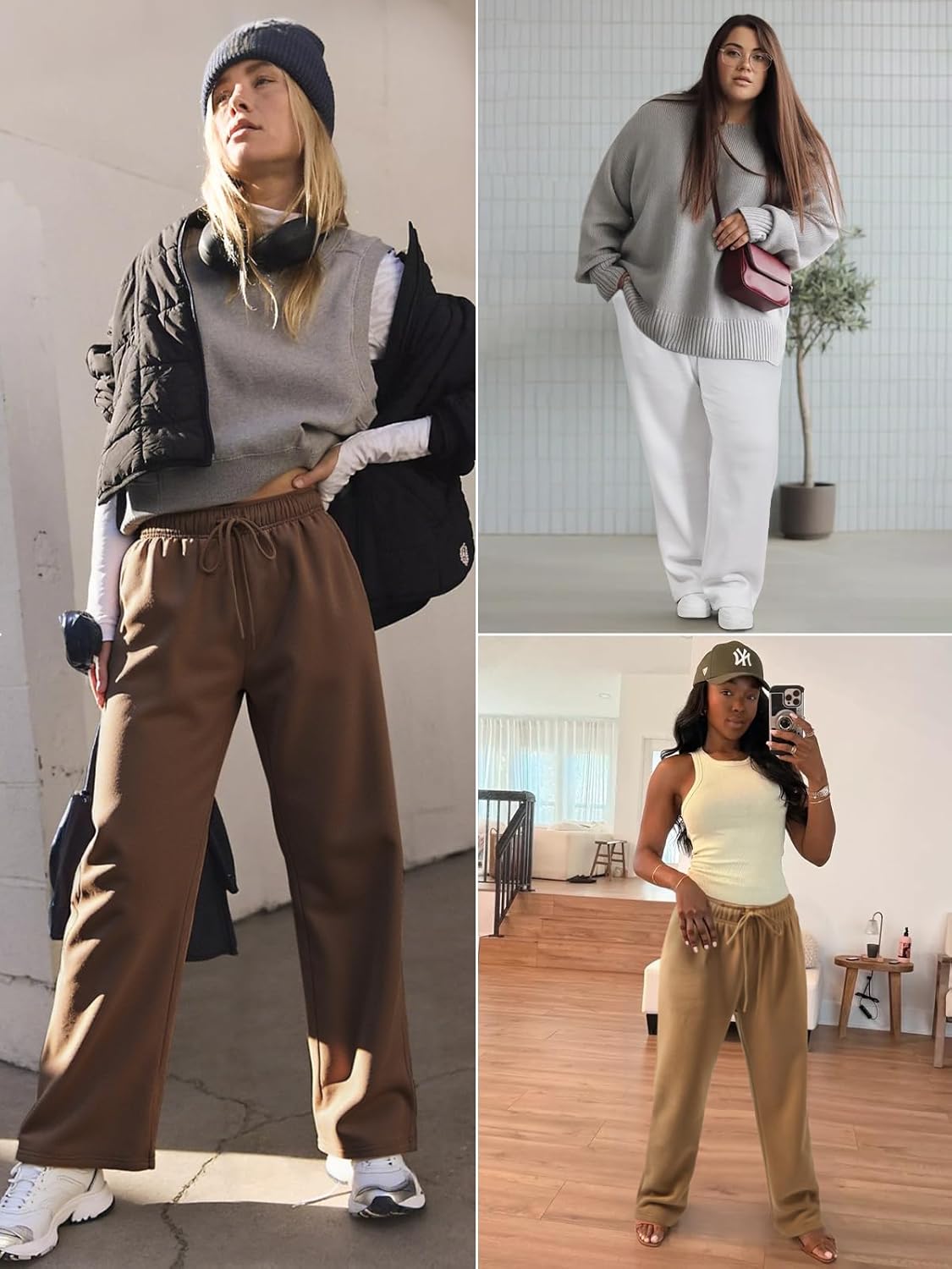 ATHMILE Women's Fleece-Lined Wide Leg Sweatpants: Cozy Style for Fall 2025