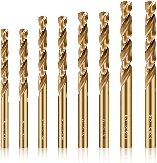 Cobalt Drill Bit Set, 8Pcs 1/8" 3/16" 1/4" 3/8" M35 High Speed Steel Jobber Length Kit Premium Metal Drill Bits for Hardened Steel Stainless Steel Cast Iron Plus Wood Plastic