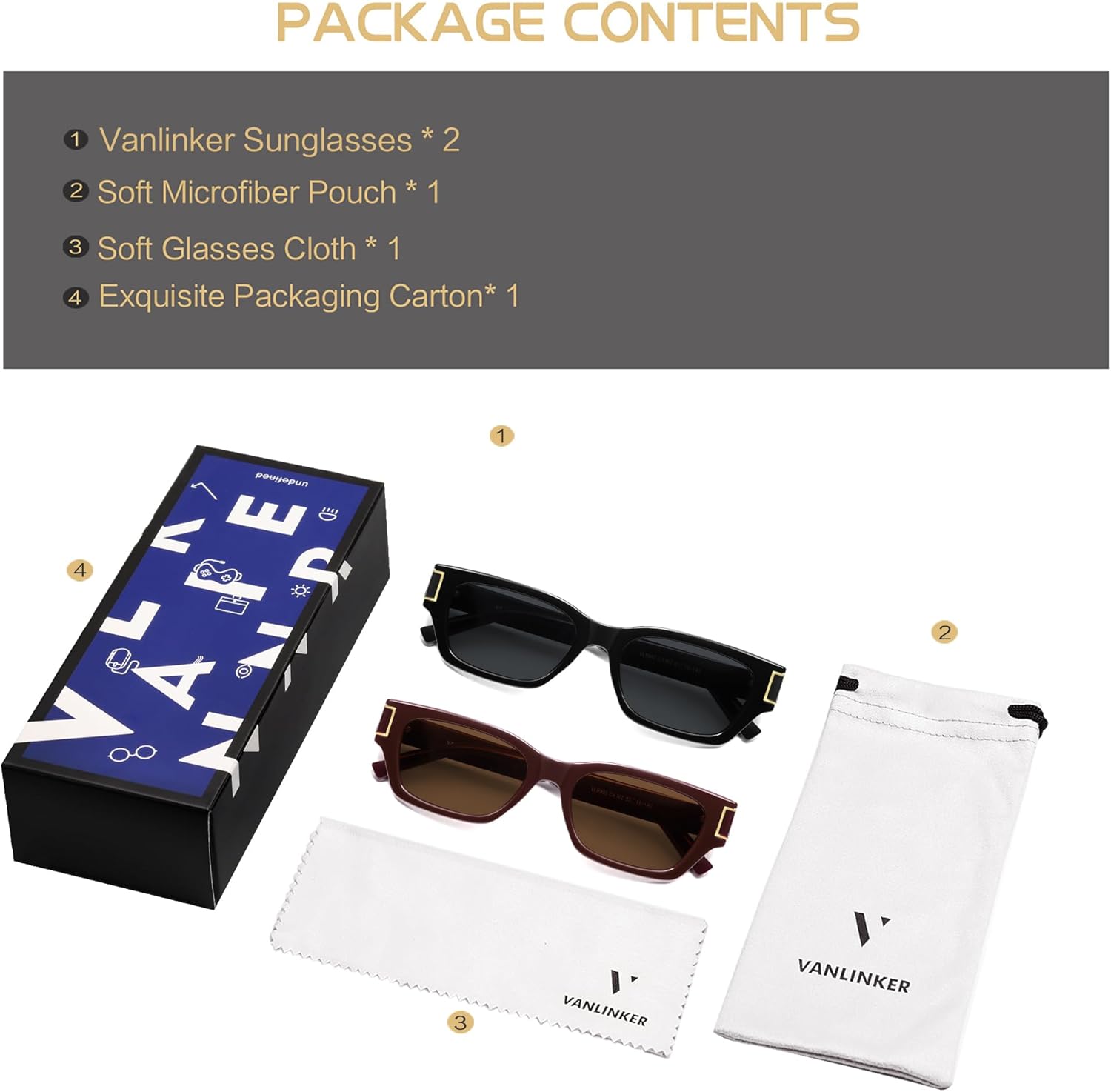 VANLINKER 2026 Polarized Trendy Small Square Cat Eye Sunglasses for Women Retro Rave Rectangle Shades VL9902 - Image 4