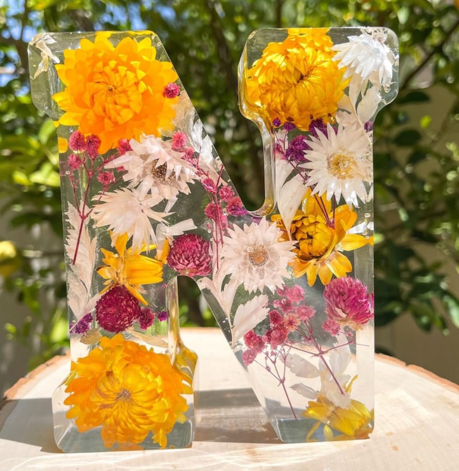 Floral Resin Light, Floral Night Lamp, Letters Floral Resin Nightlight, Random Dried Pressed Flower Resin, Alphabet Light for Mother/Wife/Birthday Gift/Mother's Day Gifts ( Color : N , Size : Onesize