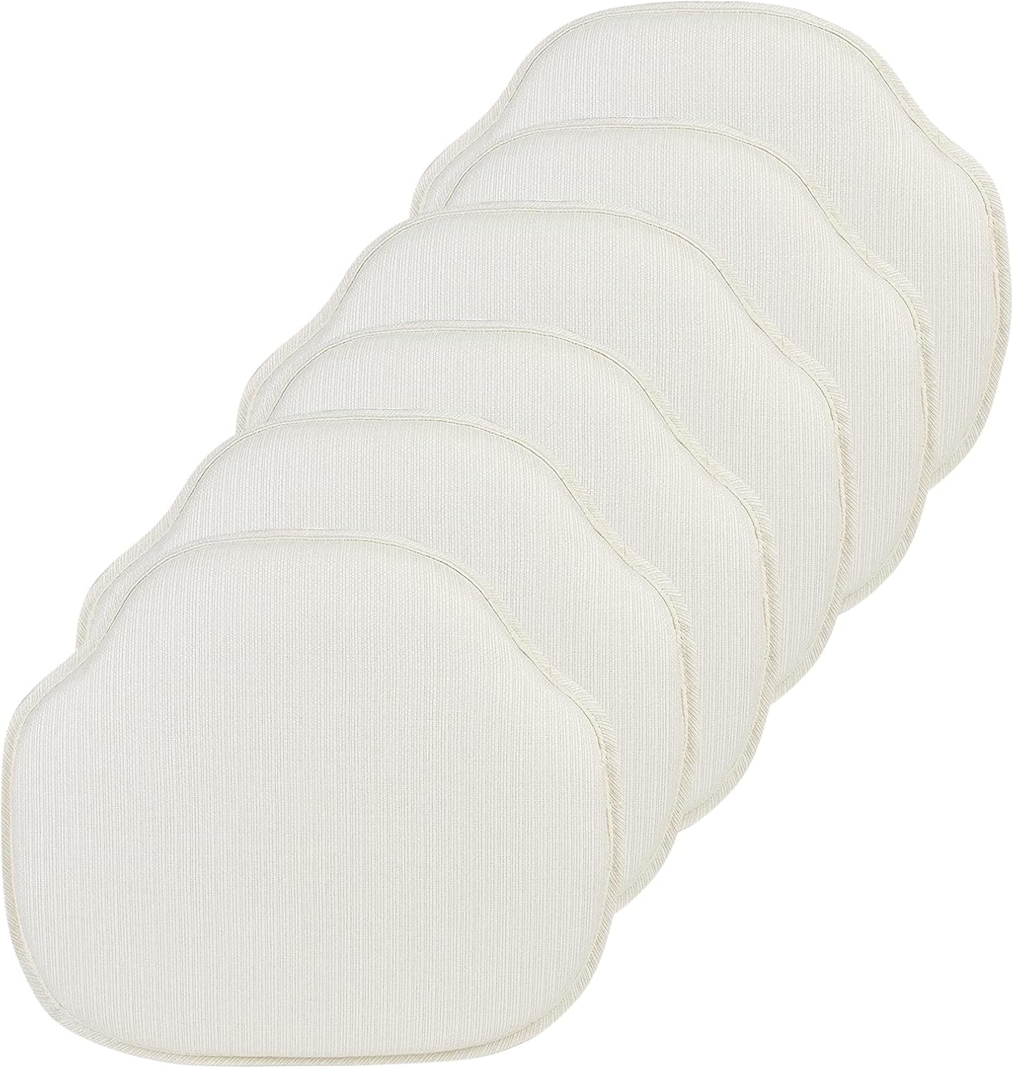 Klear Vu Gripper Omega Non-Slip Windsor Chair Cushions with Skid-Proof Seat Pad for Dining Room, Kitchen, and Office Use, 16x15 Inches, 6 Count (Pack of 1), Ivory Ivory 6 Count (Pack of 1)