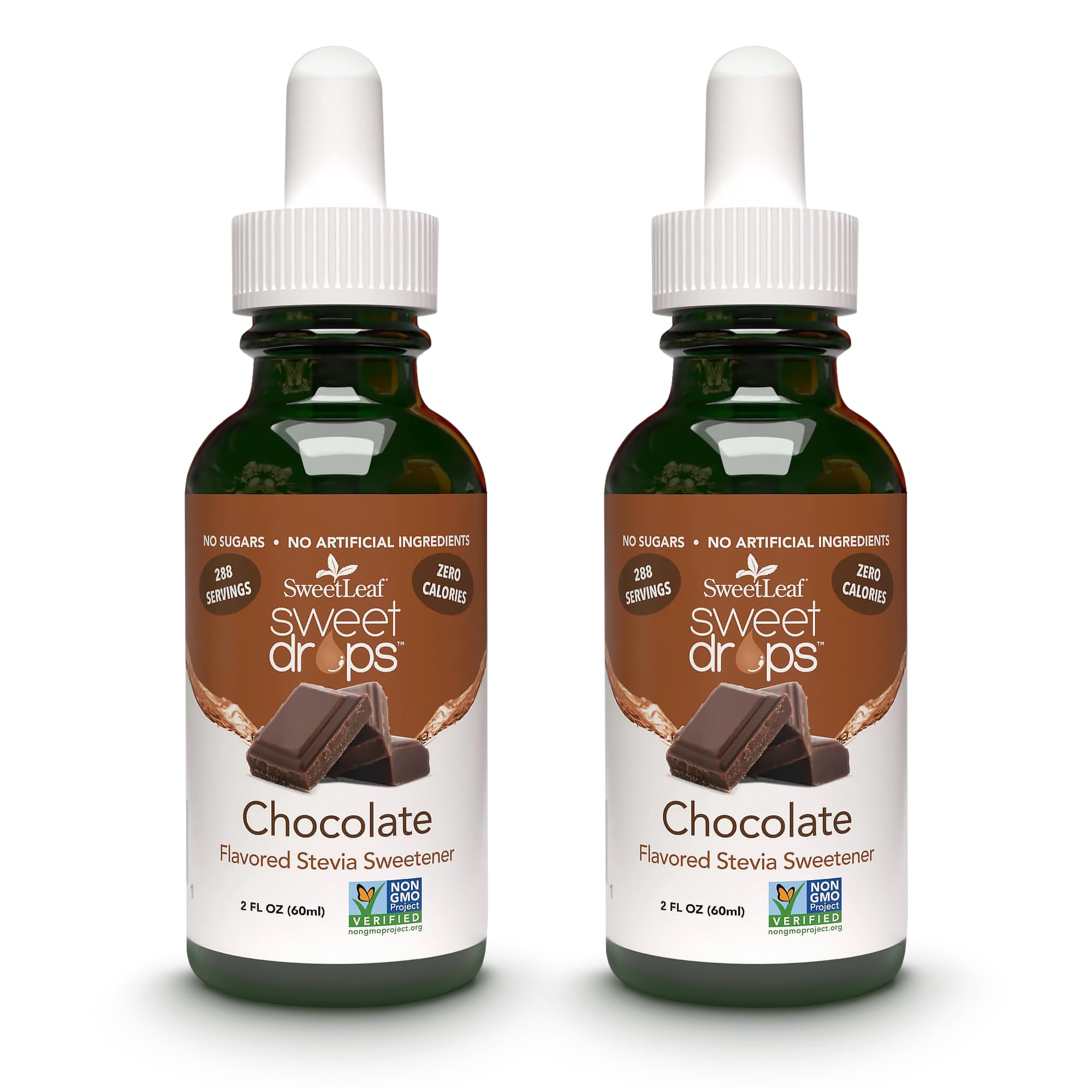 SweetLeaf Stevia Liquid Sweet Drops - Chocolate Flavored Drops, Stevia Liquid Sweetener, Zero-Calorie, Sugar-Free Syrup Alternative for Keto Coffee, Baking, Shakes, 2 Fl Oz (Pack of 2)