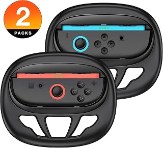 Switch 2 Steering Wheels Compatible with Nintendo Switch Joy-Con 2, 2 packs Racing Wheels for Mario Kart World/ 8 Deluxe,Larger SL/SR Buttons,Family Use Switch 2 Game Accessories (Black)