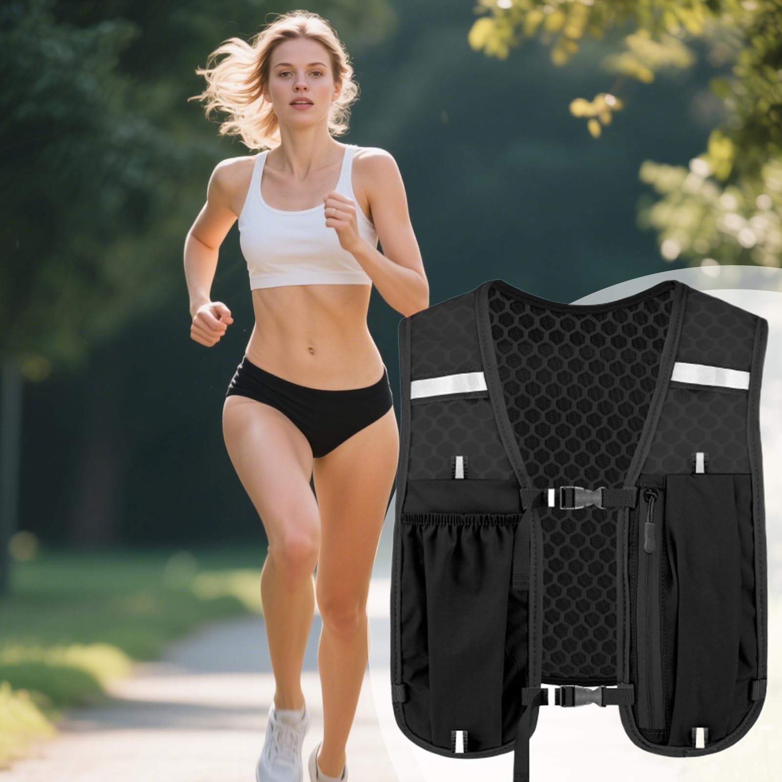 Gilet de course à pied | Sac d'hydratation léger et stable pour femme, pour randonnée, marathon, course, cyclisme, camping