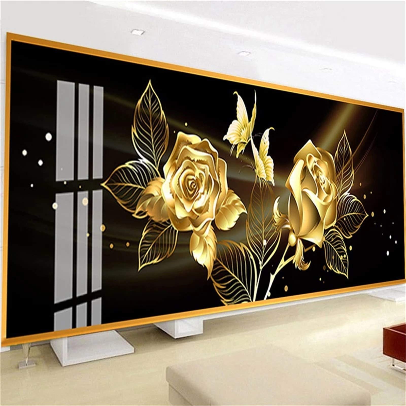 Peinture diamant cristal strass carrés broderie point de croix luxe rose dorée