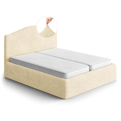 PAULATO Funda Cama Matrimonial Elástica Cabecero y Base Lavable Vainilla