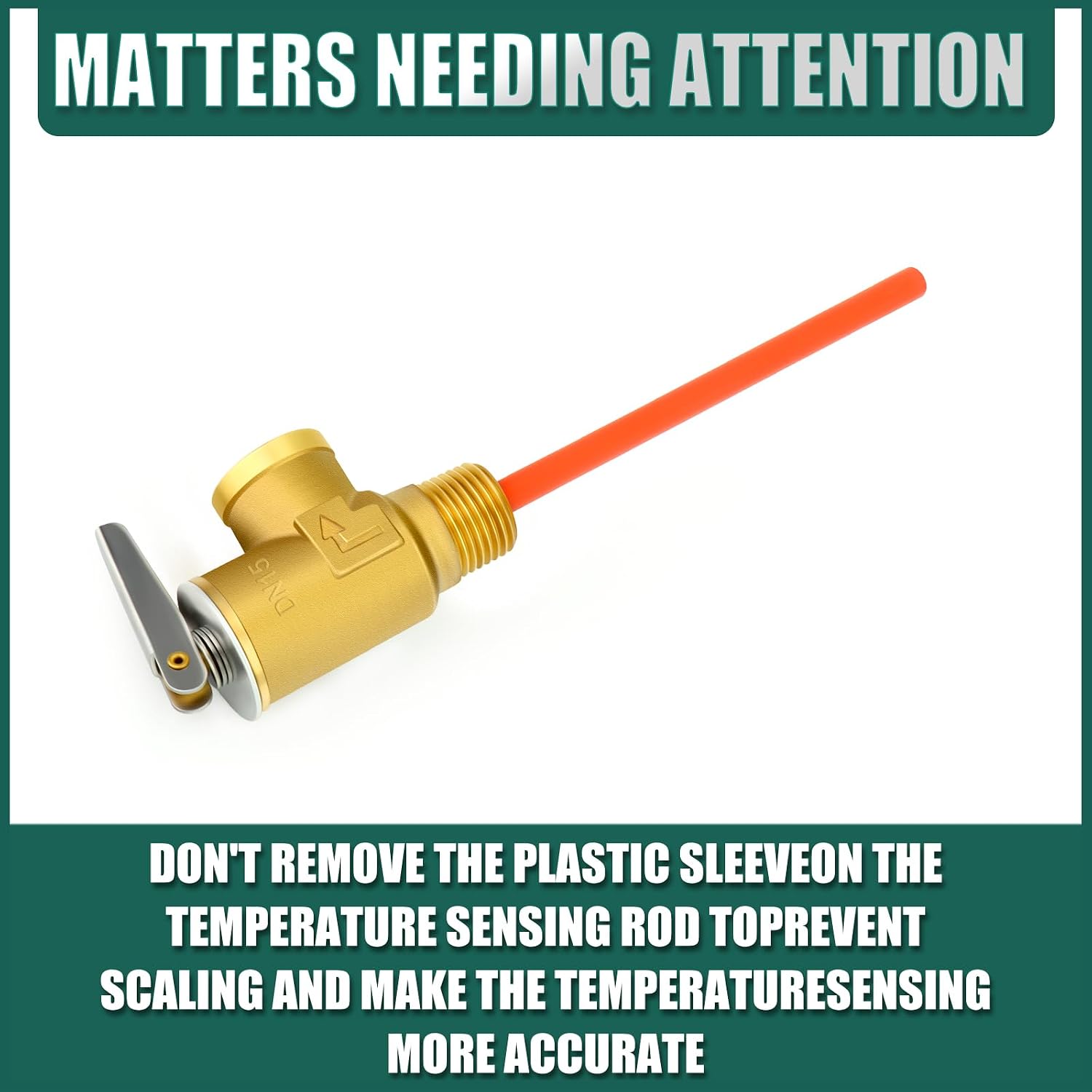 DN20 Brass RV Water Heater Temperature and Pressure Relief Valve,3/4" NPT Thread, 150PSI 210°F, with Extended Epoxy-Coated Probe, for Hot Water Heaters/Tanks