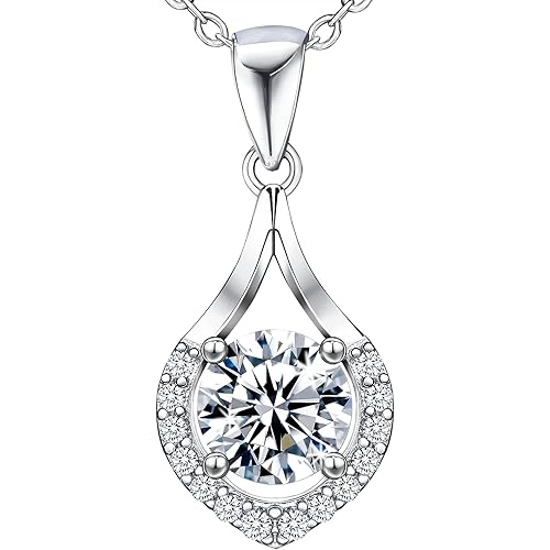 Heart Pendant Necklace for Women, Sterling Silver Moissanite Heart Necklace, Anniversary or Birthday Gift for Wife,Jewelry Gift for Women Mom Girlfriend Girls Her