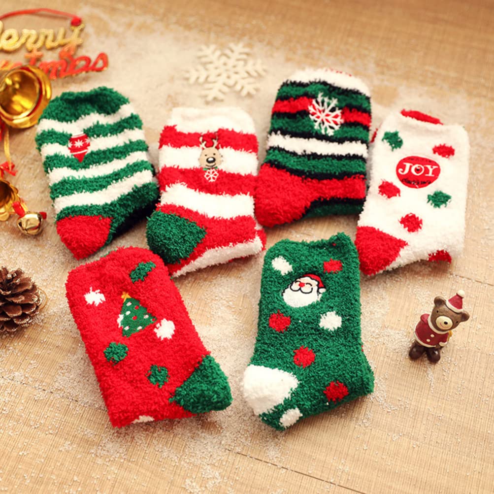 TOYANDONA 6 Paia Calzini Natalizi Calze Di Cotone Natalizie Calzini Da Notte Da Donna Calzino Di Capodanno Calzino Da Casa Calzini Accoglienti Bambino Vello Di Corallo Autunno Borsa Regalo