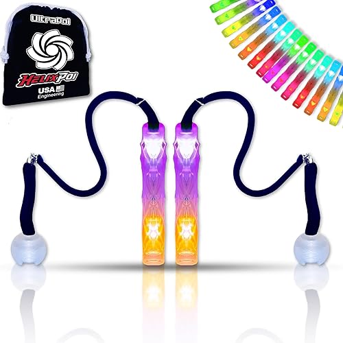 Miniatura 9 de ultrapoidoble helix PoiJuego de POI LEDmejor luz hasta resplandor Poiflujo Rave DanceSpinning luz Toy