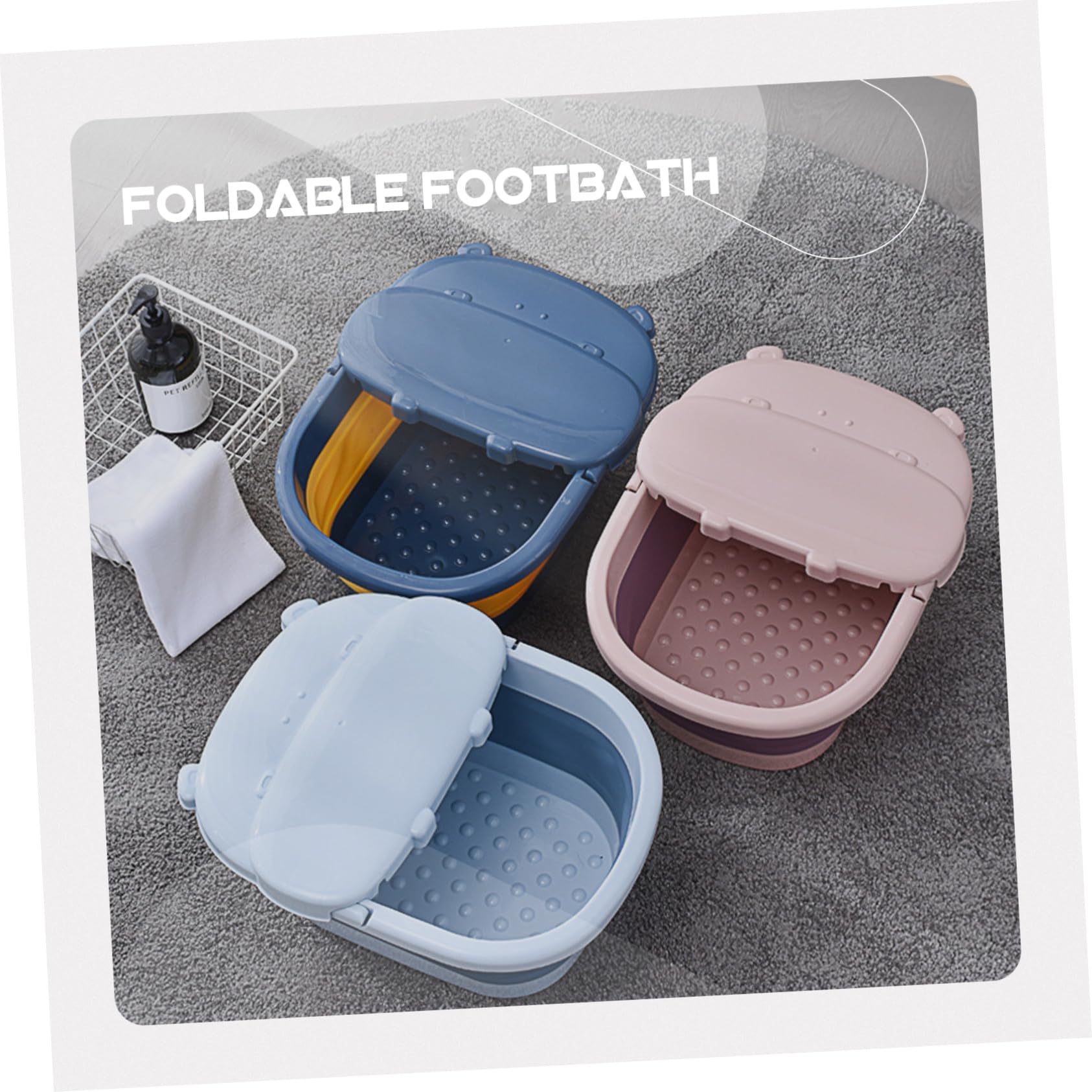 Lavabo para Pies Plegable para Hogar y Viaje, Cubeta Rosa