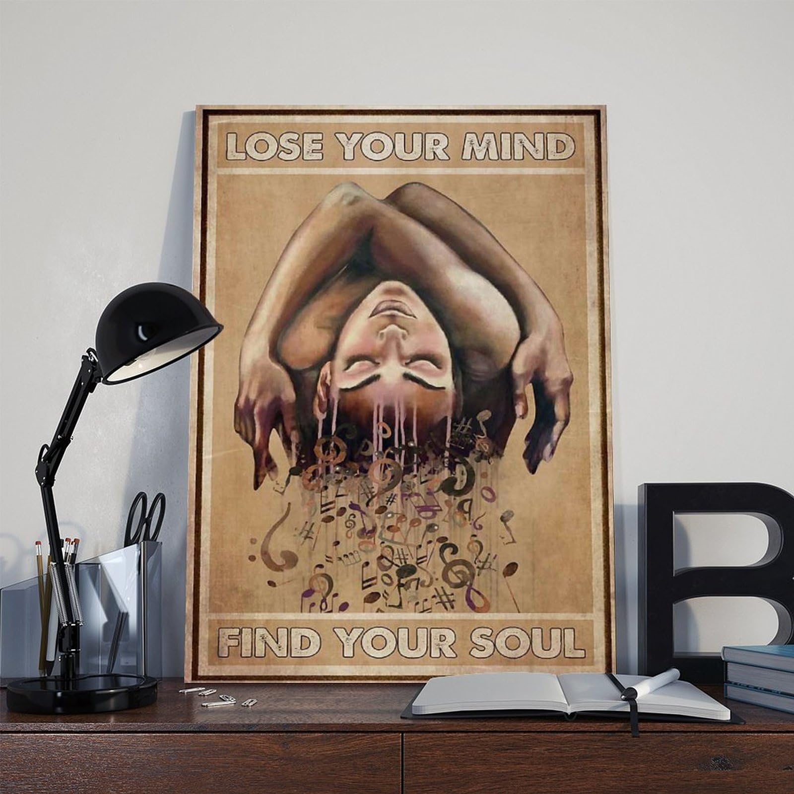 NEOHI Poster e stampe artistiche da parete in stile vintage con ragazza musicale, per camera da letto e ufficio, 40 x 60 cm