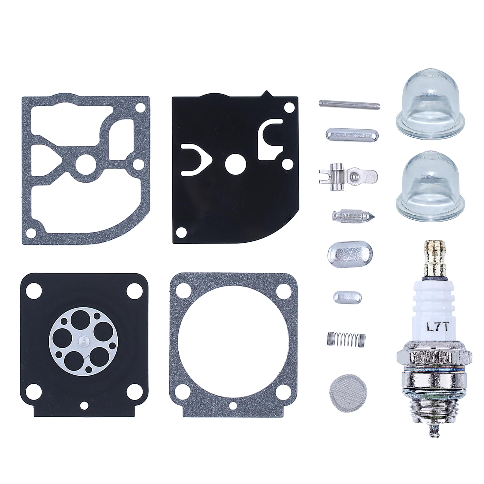 Mtanlo Carburettor Gasket for Stihl FS 38 45 55 46 FS38 FS45 FS55 FS46 HS45 BG45 BG85 MM55 BT45 C1Q-S66 Trimmer Carburettor Gasket Membrane Repair Kit with Spark Plug