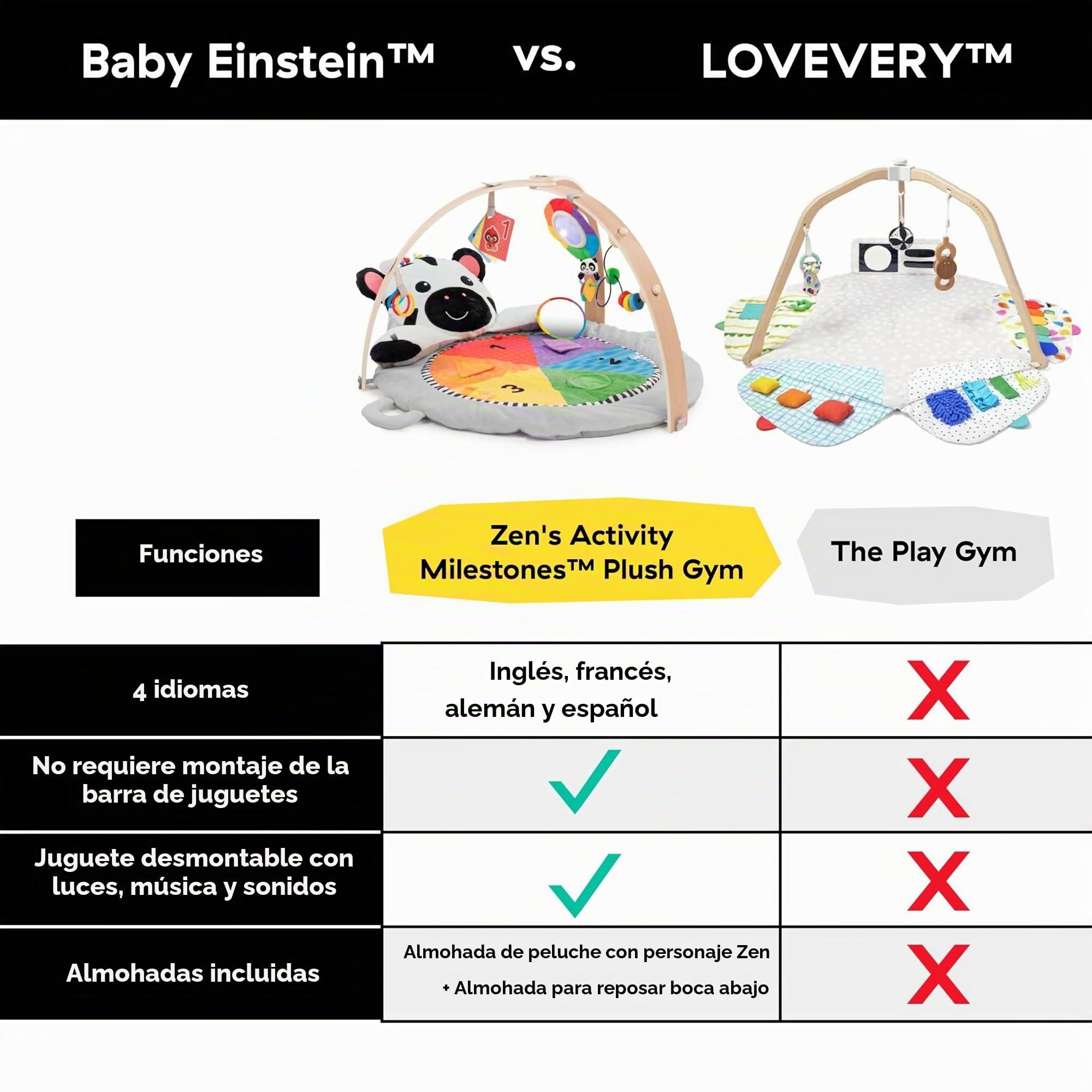 Baby Einstein, Gimnasio de Peluche con Barra de Madera, para bebés y niños pequeños, 0-12 Meses, Lavable a máquina