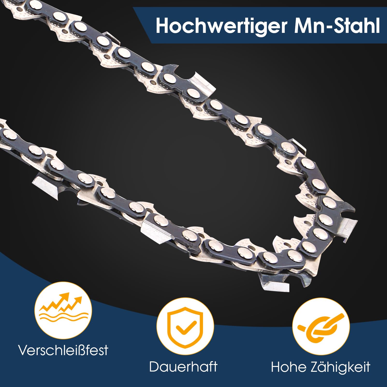 Zestaw 5 łańcuchów do piły 3/8", podziałka na miecz 50 cm – 72 ogniwa napędowe, 1,5 mm – zapasowy łańcuch kompatybilny z pilarką łańcuchową Husqvarna, Echo, Makita, Dolmar, Alpina i Efco i