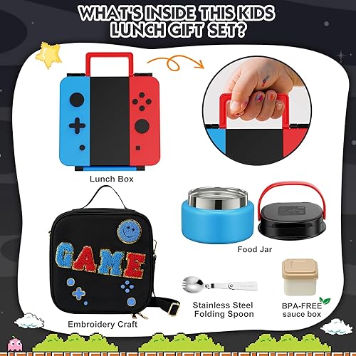 Miniatura 2 de Lonchera de juego para niños con termo de 9 onzas de boca ancha de acero inoxidable y bolsa de almuerzo aislada, a prueba de fugas, juego para